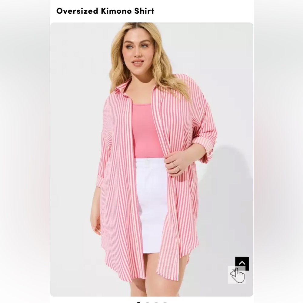 NWOT Torrid Size 00- Pink Striped Kimono Shirt